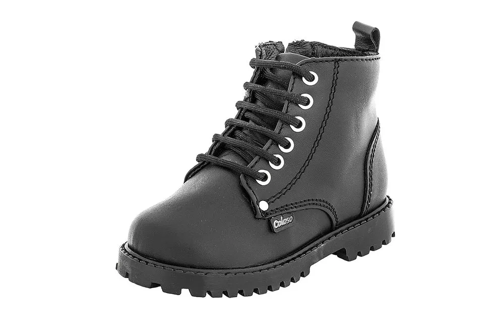Bota 401102 Piel Negra Tubo Bajo Niña