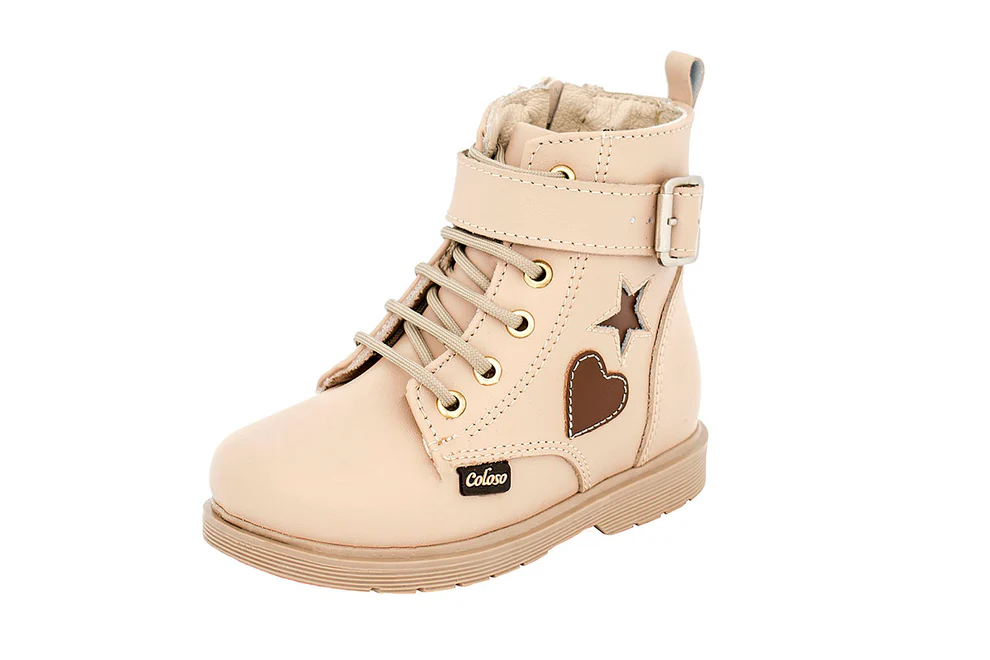 Bota 401604 Piel Beige Tubo Bajo Niña
