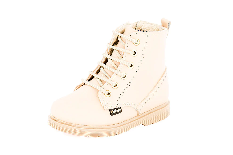 Bota 401705 Piel Beige Tubo Bajo Niña