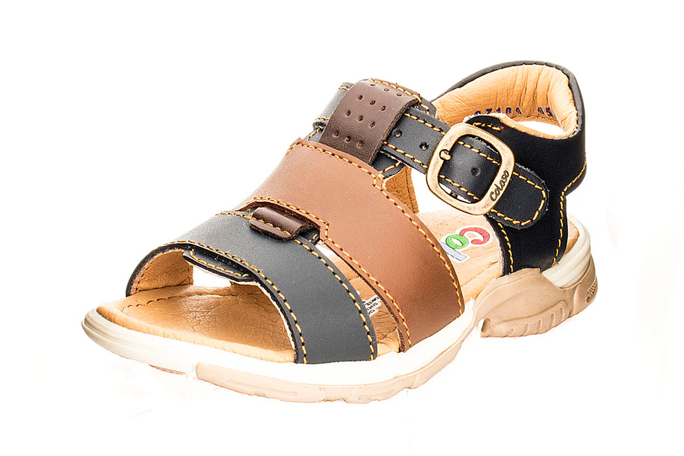 Sandalia 653003 Piel Café-Azul Niño