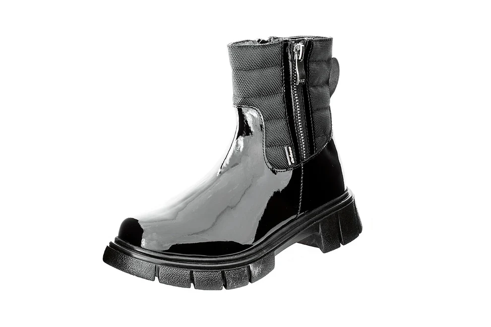 Bota 790202 Charol Negro Tubo Bajo Niña