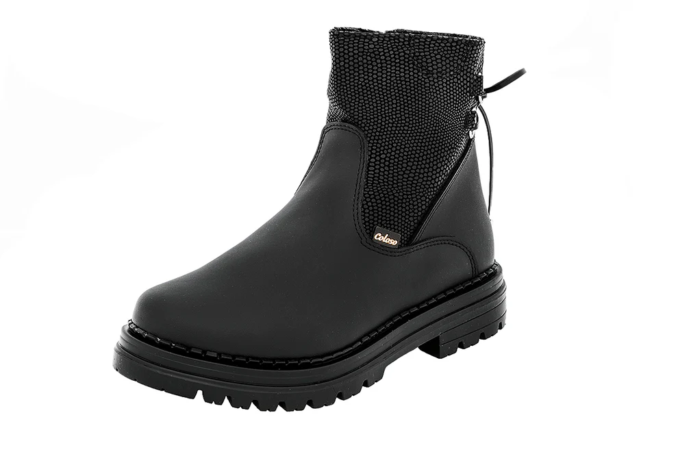 Bota 790501 Piel Negra Tubo Bajo Niña