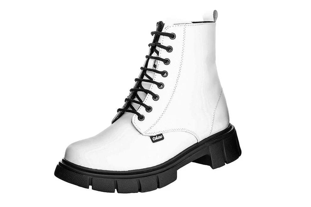 Bota 792501 Piel Blanca Tubo Bajo Niña