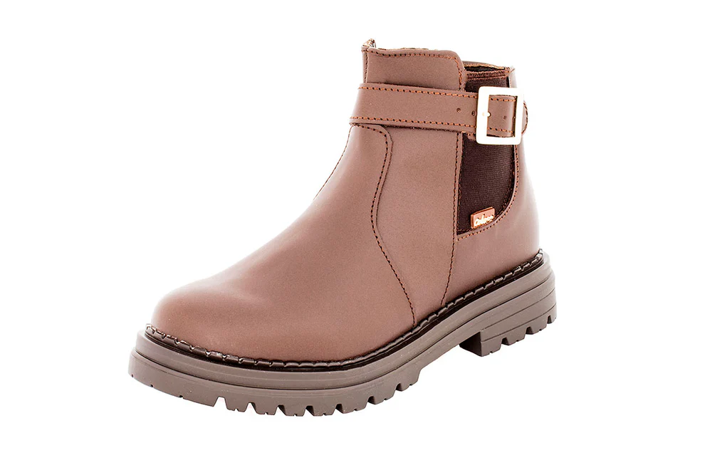 Bota 810912 Piel Café Tubo Bajo Niña